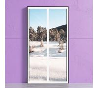 Cortina Aislante Magnética 123 x 284 cm Prueba Viento Impermeable Invierno Cortina Magnética de Aislamiento Térmico para Puertas Cierre Automático para Estar Balcón Sala, Blanco