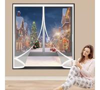 Cortina Aislante Magnética 65 x 65 cm Prueba Viento Impermeable Invierno, Aislante Acústico, Frio Cocina Tela Opaca Insonorizada para Todo Tipo de Ventanas, A