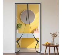 Cortina Aislante Magnética 90 x 232 cm Prueba Viento Impermeable Invierno Cortina Térmica para Puerta Cierre Automático para Estar Balcón Sala, Negro