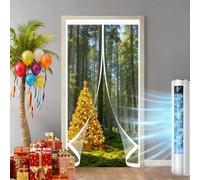 Cortina Aislante Magnética 95 x 95 cm No Requiere Perforación, Aislamiento para El Invierno, Fácil de Instalar Cortina Puerta Magnética Térmica para Interior Exterior, A