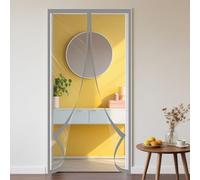 Cortina Aislante Magnética 99 x 231 cm Prueba Viento Impermeable Invierno Cortina Térmica para Puerta Cierre Automático para Estar Balcón Sala, Gris