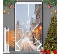 Cortina Aislante Magnética para Puertas 130 x 170 cm No Requiere Perforación, Aislamiento para El Invierno, Fácil de Instalar Cortina Exterior Puerta para Estar Balcón Sala, A