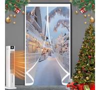 Cortina Aislante Magnética para Puertas 85 x 160 cm No Requiere Perforación, Aislamiento para El Invierno, Fácil de Instalar Cortina Exterior Puerta para Interior Exterior, A