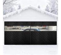 Cortina Aislante para Puerta de Garaje de Invierno, Kit Magnética de Aislamiento para Garaje Doble, Cubierta Térmica para Puerta de Garaje con Ventana Transparente(Black,W320xH198CM)