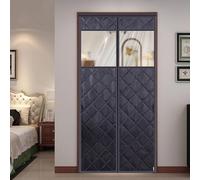 Cortina Aislante Para Puertas Con Ventana Magnética Cortina Para Puerta Cortina De Algodón Impermeable 60x180cm 75x210cm Resistente Al Viento(Negro,220x220cm)