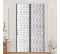 Cortina Aislante Térmica Magnética para Puertas, Cortina de Algodón Gruesa con Térmica y Aislante con Lazos, Impermeable, Viento, Apertura del Centro, Admiten Mascotas(90x230cm)