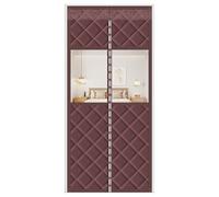 Cortina Aislante Termica Magnetica Puerta, Cortina Termica para Puerta con Transparente Ventana para Pasillos Patio Balcón Dormitorio, Protección contra el Frío Acustico(Rojo,80x200cm)