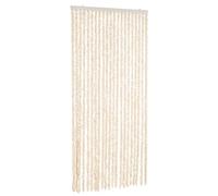 Cortina antimoscas beige blanco 90 x 220 cm chenilla | Protección contra insectos silenciosa, fácil de limpiar, para puerta, caravana, aislamiento térmico