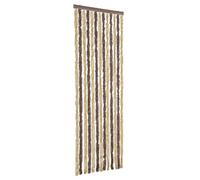 Cortina antimoscas chenilla, 56 x 185 cm, color marrón oscuro y beige | Protección contra insectos silenciosa, fácil de limpiar, para puerta, casa móvil, caravana, aislamiento térmico