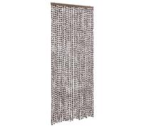 Cortina Antimoscas Chenilla Marrón y Blanco 100x200 cm | Silenciosa, Fácil de Limpiar, Privacidad, Aislamiento Térmico, para Puerta, Caravana