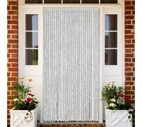 Cortina antimoscas de chenilla gris 118 x 220 cm | Polipropileno, silencioso, extraíble, para puerta móvil o caravana