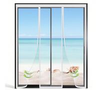 Cortina Antimoscas de Malla Antimosquitos con Doble Apertura Lateral, 120x195cm Blanco Mosquitera Magnética para Puerta de Patio, Cierre Automático, Sin Taladrar