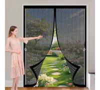 Cortina Antimosquitos 100 x 125 cm sin Taladros, Cierre Automático, Fácil de Instalar y Lejos de Los Mosquitos con Iman sin Taladrar Cortinas Antimosquitos para Puertas Del Balcón, Negro