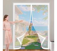 Cortina Antimosquitos 100 x 125 cm Varios Tallas, Cierre Automático, No Requiere Herramientas, Mantiene El Aire Fresco Cortinas para Puertas Exteriores para Sala de Estar, Patio, Blanco