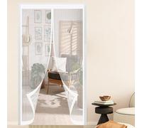 Cortina Antimosquitos 164 x 192 cm Varios Tallas, Cierre Automático, No Requiere Herramientas, Mantiene El Aire Fresco Puerta de Malla Magnética para Puertas Del Balcón, Blanco