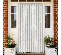 Cortina antimosquitos gris claro y blanco, 90 x 200 cm, de chenilla suave, para puerta, cortina mosquitera para casa y caravana, silenciosa y fácil de limpiar