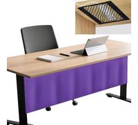 Cortina autoadhesiva de oficina con red de gestión de cables, protector de escritorio para el hogar y la oficina, color morado, 200 x 38 cm, mejora la nización del espacio de trabajo