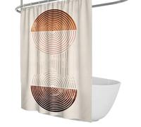 Cortina baño Minimalista geométrica Diseño Abstracto círculos concéntricos Cortina Ducha Arte contemporáneo Cortinas Ducha Decoración baño Mediados Siglo Impermeable 120 x 180 cm