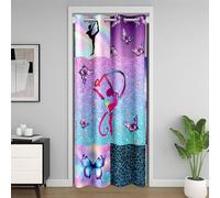 Cortina colorida para puerta de gimnasia, 106 x 213 cm, romántica, linda, mariposa, bowknot estrellado, decoración de cielo estrellado, cortinas, para niños, niñas, sueños, unicornio, leopardo