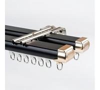 Cortina Con Rieles Dobles Para Montaje En Techo O Pared, Deslizador De Cortina De Aluminio Resistente Para Dormitorio, Sala De Estar, Ventana, Divisores De Habita(Size:2.8m(2*1.4m),Color:pared negra)