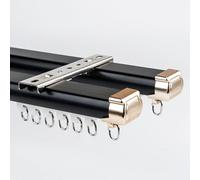 Cortina Con Rieles Dobles Para Montaje En Techo O Pared, Deslizador De Cortina De Aluminio Resistente Para Dormitorio, Sala De Estar, Ventana, Divisores De Habita(Size:3m(2*1.5m),Color:techo negro)