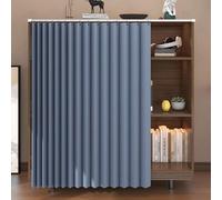 Cortina corta de cocina para armarios, cortinas de baño, impermeables, multifuncionales, deslizantes, a prueba de polvo, tratamientos de ventana, color azul, 110 x 50 cm (ancho x alto)