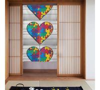 Cortina de 2 piezas empalmadas de 86 x 142 cm, rompecabezas de concienciación sobre el autismo WHJSHOP con impresión de corazón para la mayoría de puertas, perfecto para colgar entre habitaciones y