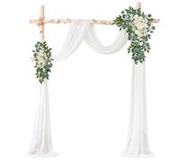Cortina de arco de boda, cortina de tul transparente, para fondos de boda, decoración para fotografía, fiestas, bodas, con 1 rollo de cinta blanca de 22 m