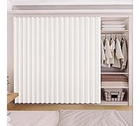 Cortina de armario para debajo del fregadero, separador temporal de puerta para armario y dormitorio, riel sin taladro, fácil instalación, color blanco, 140 x 180 cm, perfecta para cocina y sala de