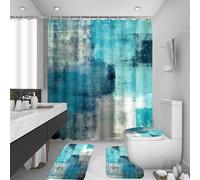 Cortina De Baño 180X180 Cm Gradiente Azul - Antimoho, Impermeable, Secado Rápido, Tela De Poliéster Lavable con 12 Anillas Y Ojales Metálicos