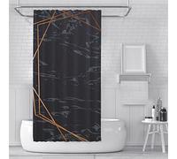 Cortina de Baño Antimoho 120x150cm, De Tinta Negro Cortinas Ducha Exteriores Impermeable, Lavable a Máquina, con 12 Ganchos, Poliéster Tejido Cortina para Dormitorio/Familia/Hotel Baño Decor
