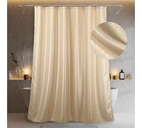 Cortina de Baño Champagne Gold Sparkle: Beige Dorado Crema Glitter Bling Tela Brillante Cortinas de Ducha Decorativas para Baño Impermeable Lavable Cortina de Baño de Raso Metálico de Lujo-183x200cm