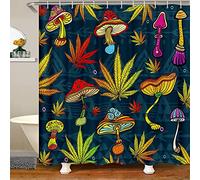 Cortina de baño de Marihuana para Adolescentes, Hojas de Marihuana, Hojas de Marihuana, Cannabis Hojas, Trippy botánica, Impermeable, para Mujeres, Hombres,