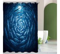 Cortina de Baño Impermeable Antimoho | 90x180cm | Tejido Poliéster de Secado Rápido | Facil de Limpiar | Bancos de Peces Cortina de Ducha | con 12 Ganchos g-960