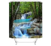 Cortina de baño Impermeable con Agua de Mountain Creek, decoración de baño con Ganchos de plástico, 70x140cm(28x55in)
