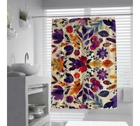 Cortina de baño Retro antimoho de Mediados de Siglo W100xL180cm Cortinas de Ducha Lavables de Tela Impermeable de Color Naranja Azulado Color de Ducha para la Decor de bañeras en Cuartos húmedos