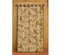 Cortina de Calle alpujarreña antimoscas 140x260 cm con Trabillas - Tejido Jacquard Perdices Colores - Estilo rústico Tradicional - Hecha en España