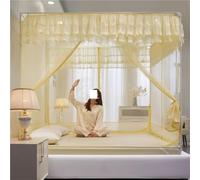 Cortina De Cama con Dosel En Forma De U - Mosquitera Acogedora De 3 Puertas para Dormitorio, Residencia Estudiantil, Decoración De Apartamento, Cortinas De Beige 47.2 * 70.9in