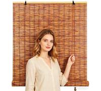 Cortina de Caña para Separador de Terrazas,135×250cm(53.1×98.4in) Estor Enrollable de Bambú Multiusos,Persiana de Madera con Elevación Manual,Privacidad y Sombra Orgánica Marrón