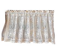 Cortina de cenefa transparente, cortina bistró bohemia romántica, encaje crochet hueco bordado hecha a mano algodón natural, corta for el hogar, apartamento, cocina, dormitorio(W x H 180 x 75 cm)