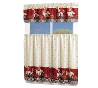 Cortina de cocina/cafeter a con estampado floral de 3 piezas MarCielo con cenefa y juego de cortinas para ventana en niveles Chef