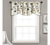 Cortina de cocina Lush Decor Royal Garden con cenefa floral (individual), 42 de ancho x 18 de largo, azul