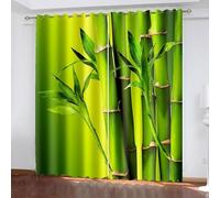 Cortina de cocina vintage, cortinas de poliéster verde con diseño de árbol y hoja de 102 x 160 cm, juego de 2