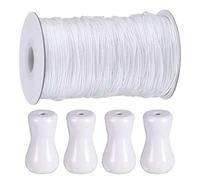 Cortina de cortina, 1.8 mm 55 yardas Cordón ciego con 4 piezas colgante de madera, tono de elevación trenzada blanca cuerda para tono ciego de aluminio