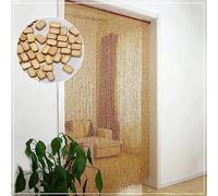 Cortina de cuentas de bambú hecha a mano de 80 x 200 cm, 90 x 200 cm, 100 x 200 cm, mosquitera de madera natural para puerta, patio y armario, elegante divisor de decoración del hogar, 90 hebras (90 x