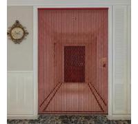 Cortina de Cuentas de Bambú y Madera Hecha a Mano, Cortina de Puerta Decorativa Retro, Separador de Ambientes, Protección Antimosquitos Para Dormitorio, Cocina, Salón(Claret,110x200cm)