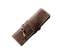 Cortina de Cuero Hecha a Mano for bolígrafos, Estilo Retro, Primera Capa, Piel Vaca, Multifuncional, literario para Lápices, Bolígrafos, Plumas Estilográficas(Coffee)