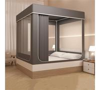 Cortina De Dosel Moderna para Cama, Mosquitera para Mayor Privacidad, 4 Cortinas De Esquina para Camas Individuales, Matrimoniales Y De Matrimonio - Decoración Elegante Grey 59.1 * 74.8in