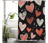 Cortina de Ducha 100x200 Cortinas de Baño Poliester Lavable, Dobladillo Ponderado, con Ojales y 12 Ganchos, fácil de cuidar, para Baño Familiar y Hotel, Patrón de Rosa Amar, y214l