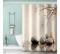 Cortina de Ducha 120 x 200 Piedra, Cortina Ducha Antimoho Guijarros Cortinas de Baño Tela Impermeable para Bañera y Baño con 8 Ganchos 2146-ZU